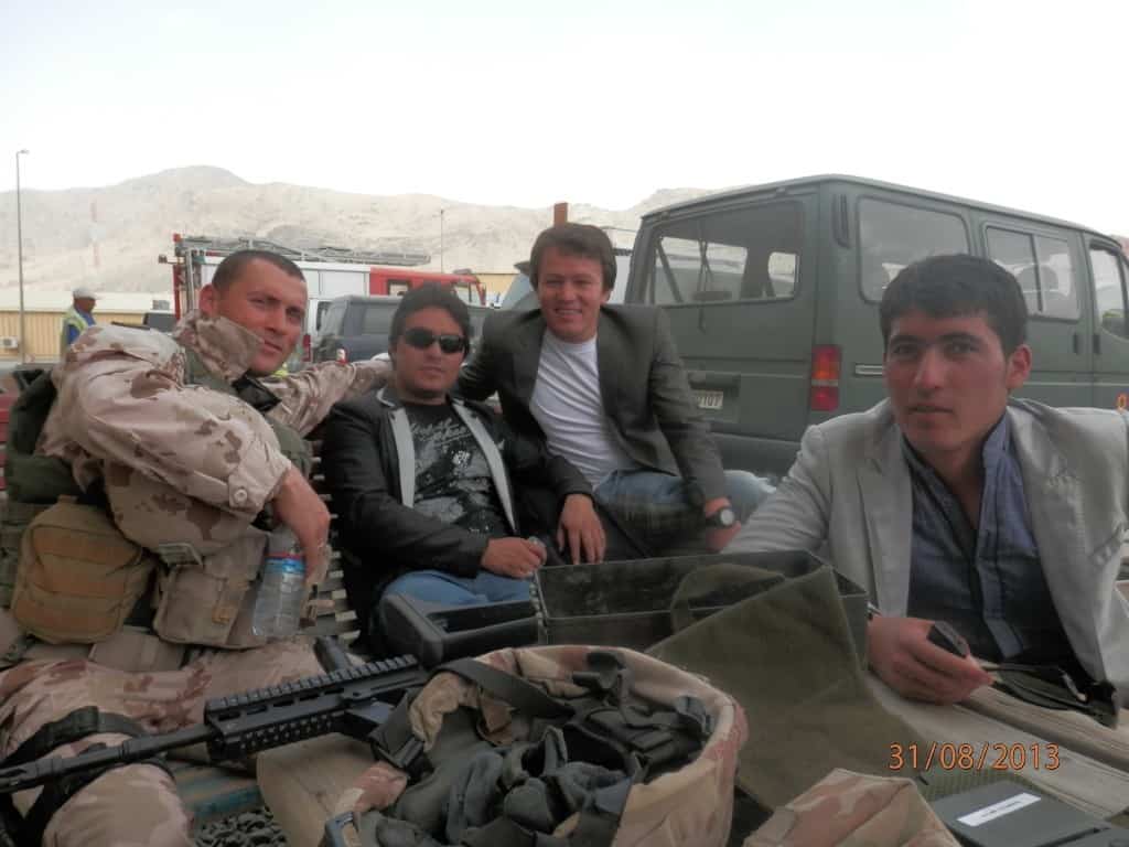 Lithuanian Major Vadimas Jeriominas pictured with Afghan interpreters Hamidullah Azimi, Basir Yousofi and Nader Yusufi